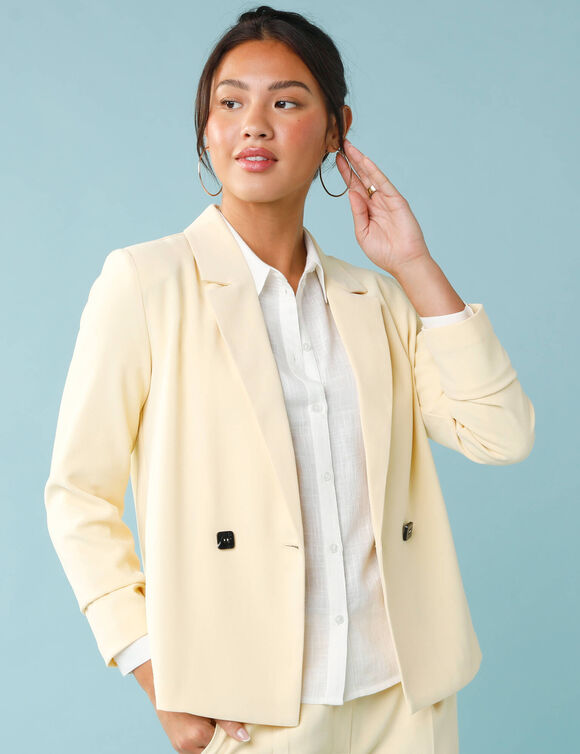 Veste blazer, Sp&eacute;cial Petites (jaune p&acirc;le)