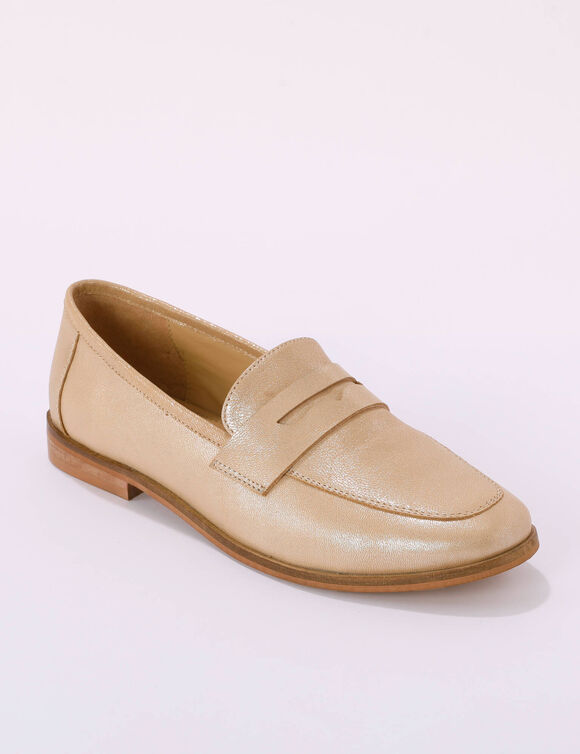 Mocassins cuir iris&eacute; dor&eacute; (iris&eacute; dor&eacute;)