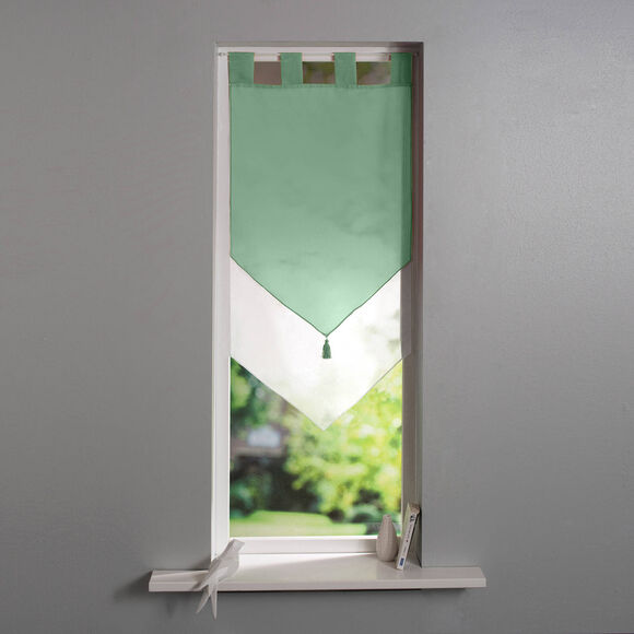 Vitrage voile double uni forme pointe finition pattes (vert / blanc)