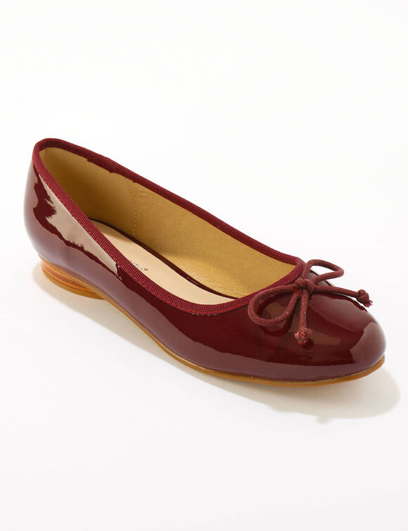 Ballerines plates vernies à noeud (bordeaux)