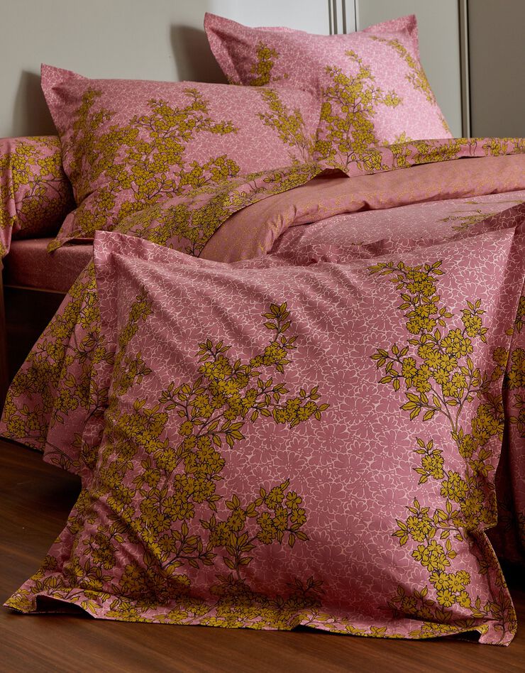 Linge de lit Coralie en percale de coton (bois de rose)