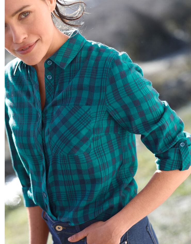Chemise flanelle carreaux bicolores (vert / marine) Chemise flanelle carreaux bicolores (vert / marine)