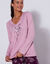 Pyjama en coton manches longues imprim&eacute; roses (prune / rose)