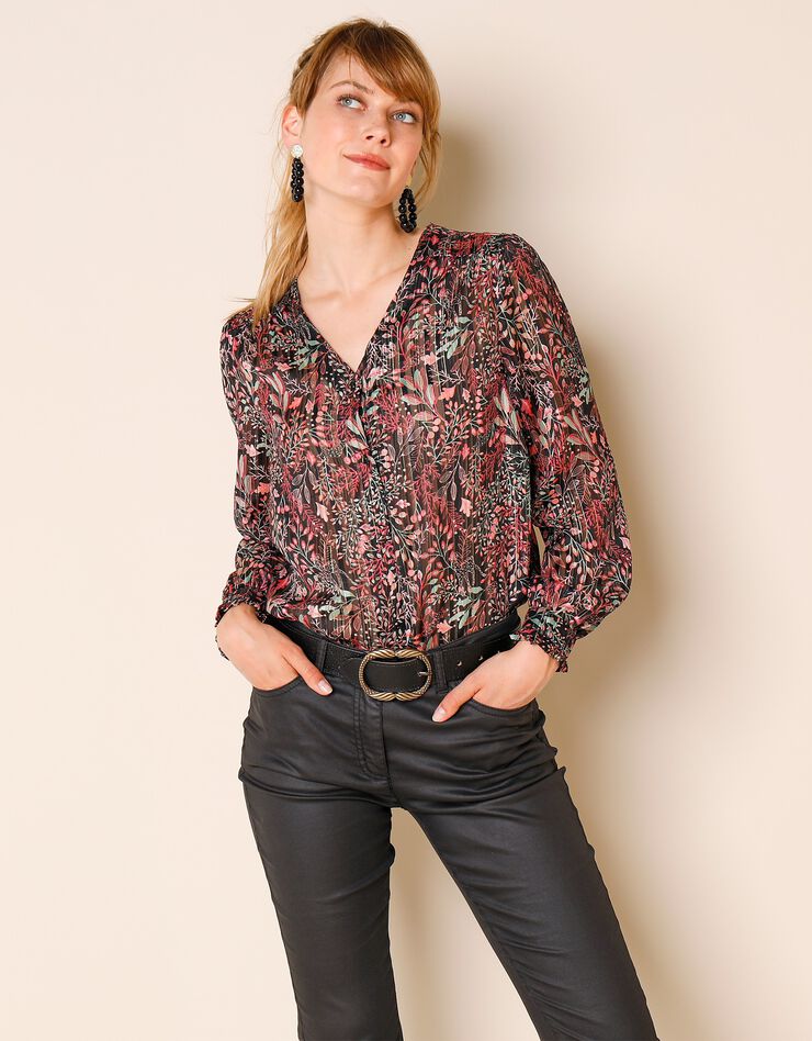 Blouse imprimée irisée (noir / multicolore) Blouse imprimée irisée (noir / multicolore)