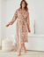 Peignoir velours imprimé fleuri (taupe)