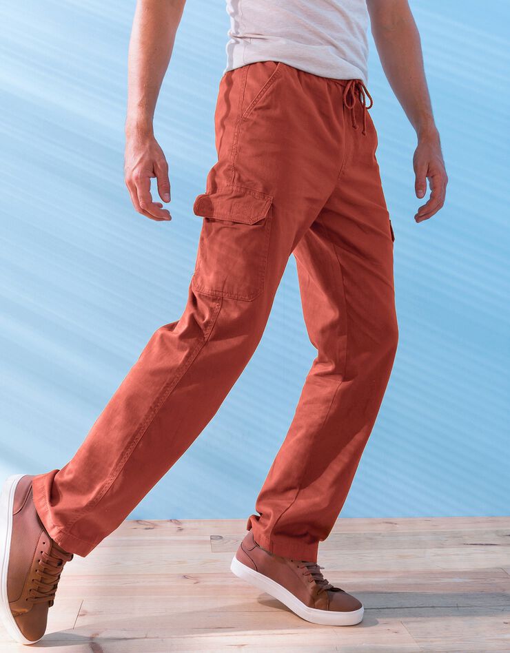 Pantalon cargo multipoches (brique)