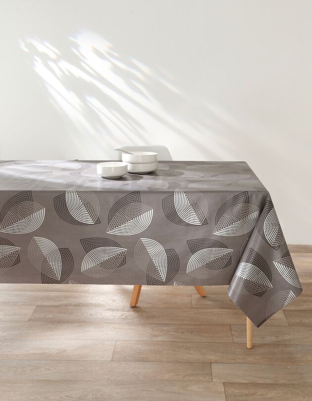 Nappe toile cirée motifs feuilles (gris anthracite)