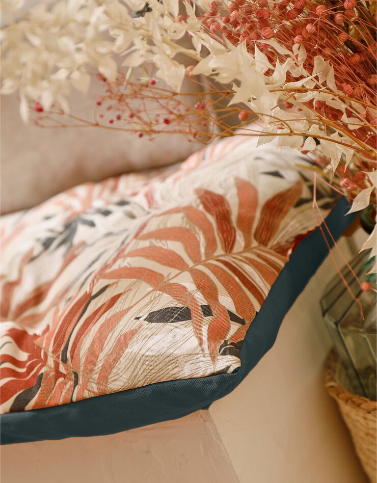 Long coussin de sol imprimé feuillage (rose / terracotta) Long coussin de sol imprimé feuillage (rose / terracotta)