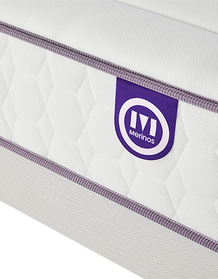 Matelas 651 ressorts + latex Mérinos 24 cm confort ferme (blanc)