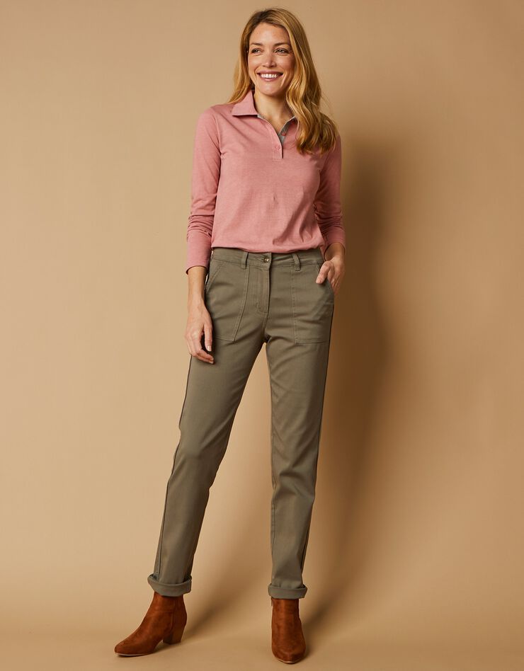 Pantalon chino à poches plaquées (kaki) Pantalon chino à poches plaquées (kaki)
