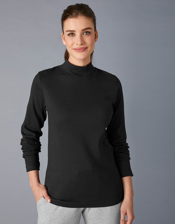 Tee-shirt col montant manches longues (noir) Tee-shirt col montant manches longues (noir)