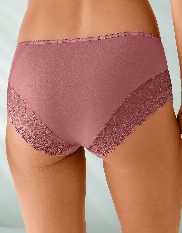 Culotte forme maxi coton stretch imprimé et dentelle - lot de 3 (noisette + corail + noir) Culotte forme maxi coton stretch imprimé et dentelle - lot de 3 (noisette + corail + noir)
