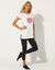 T-shirt tunique, imprimé placé (écru / rose)