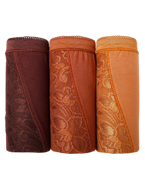 Culotte midi dentelle - lot de 3 (chocolat)