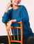 Pull torsad&eacute;, maille anglaise (bleu paon)