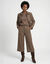 Pantalon taille haute &agrave; carreaux, effet jupe-culotte (marron)