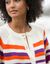Cardigan rayé boutonné (écru / violine)