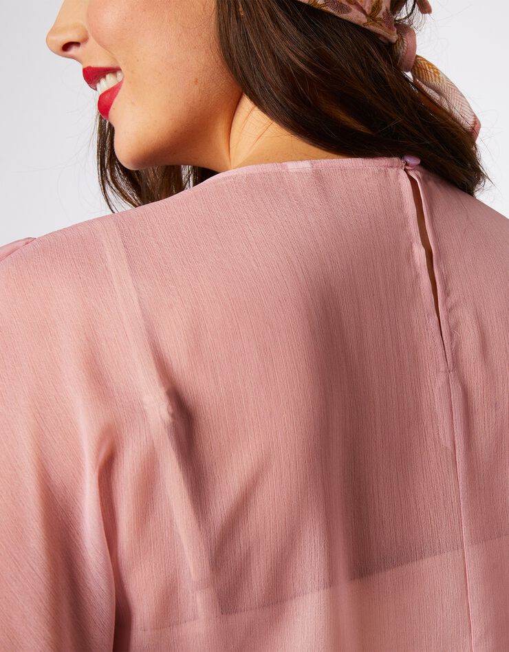 Blouse volantée en voile manches courtes - rose poudré (rose poudré)