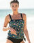Haut de tankini blousant post-opératoire imprimé Abella avec nouette (noir)