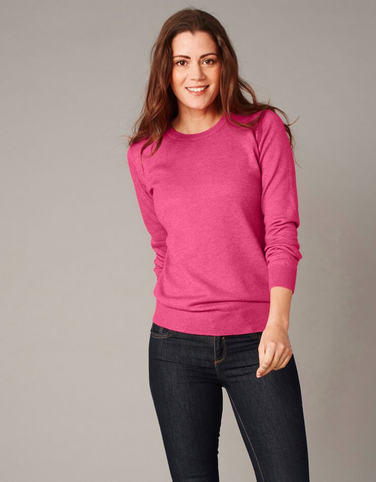 Pull col rond, laine d'agneau (FRAMBOISE CHINE) Pull col rond, laine d'agneau (FRAMBOISE CHINE)