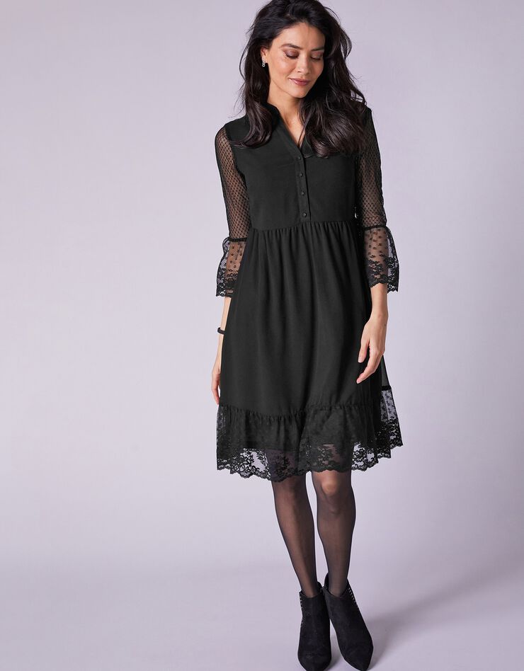 Robe dentelle manches 3/4 (noir) Robe dentelle manches 3/4 (noir)