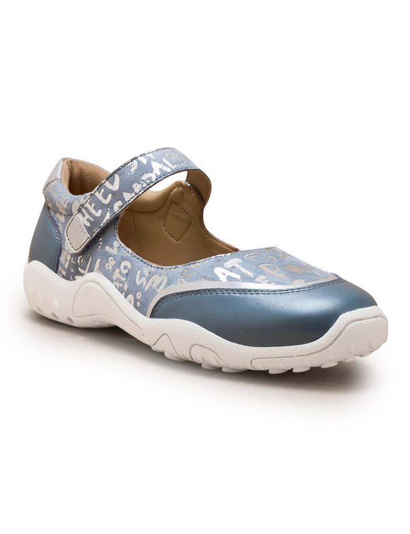 Babies imprimées scratchées cuir grande largeur (bleu ciel)