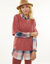 Pull poncho manches coudes, maille anglaise et torsades (tomette)