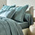 Linge de lit satin rayé (vert grisé)