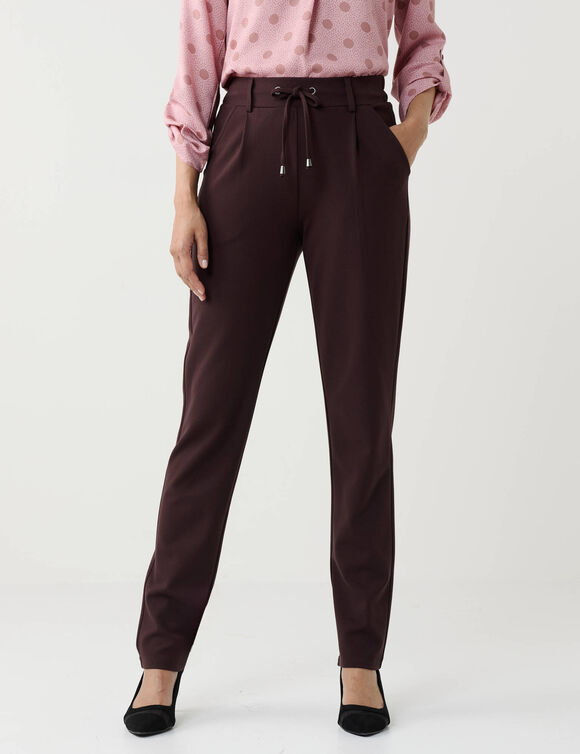 Pantalon chino uni, maille milano (chocolat)