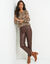 Pull col rond imprim&eacute; l&eacute;opard (beige / noir)