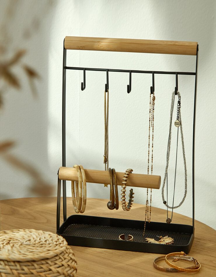 Porte-bijoux bois et métal (noir)