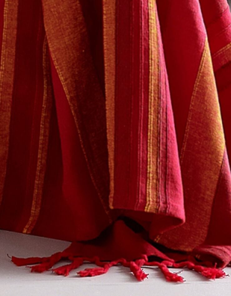 Plaid jeté multicolore coton tissage artisanal (rouge)