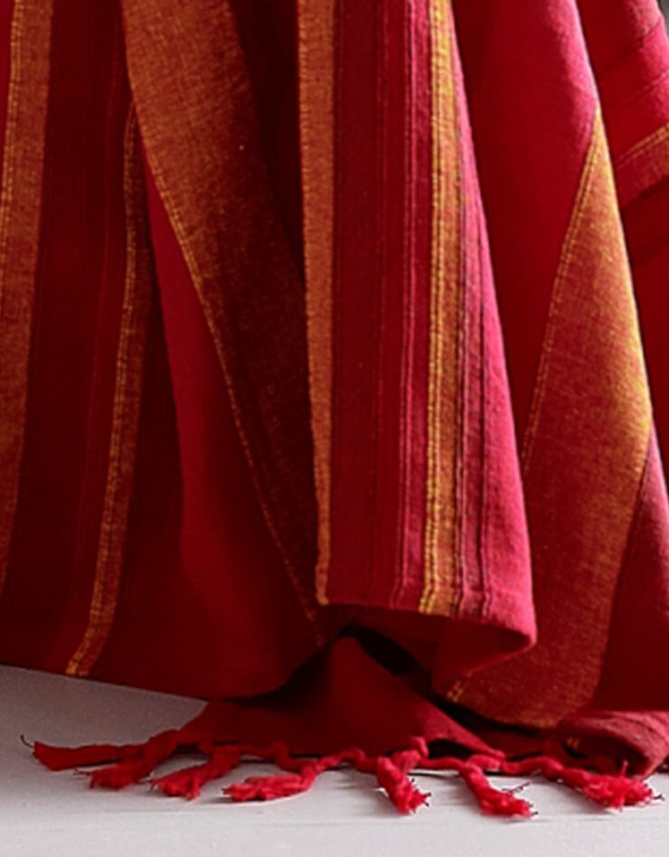 Plaid jeté multicolore coton tissage artisanal (rouge) Plaid jeté multicolore coton tissage artisanal (rouge)