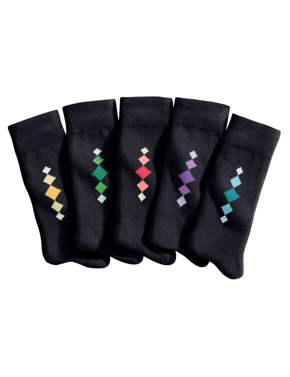 Mi-chaussettes fantaisie - lot de 5 paires (noir)