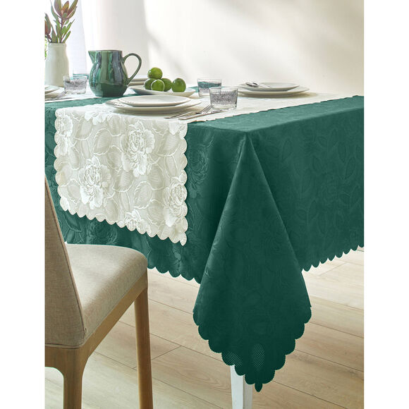 Nappe jacquard damass&eacute; (vert bouteille)