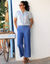 Chemisier smocks épaules, imprimé bouquets (bleu ciel)