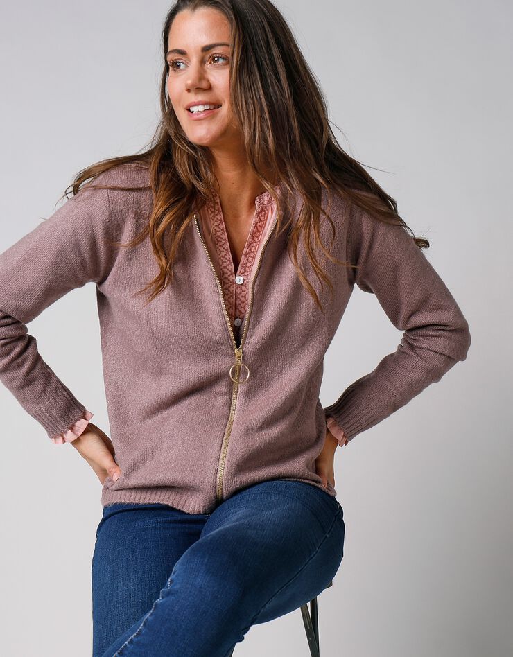 Cardigan zippé (taupe) Cardigan zippé (taupe)