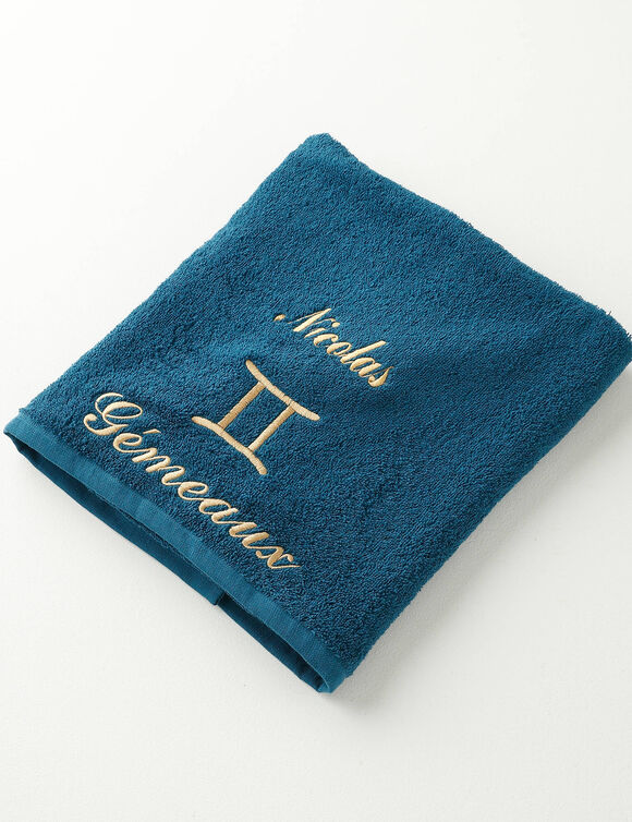 Serviettes de bain brod&eacute;es signe astrologique, &agrave; personnaliser - 420g/m2 (g&eacute;meaux)