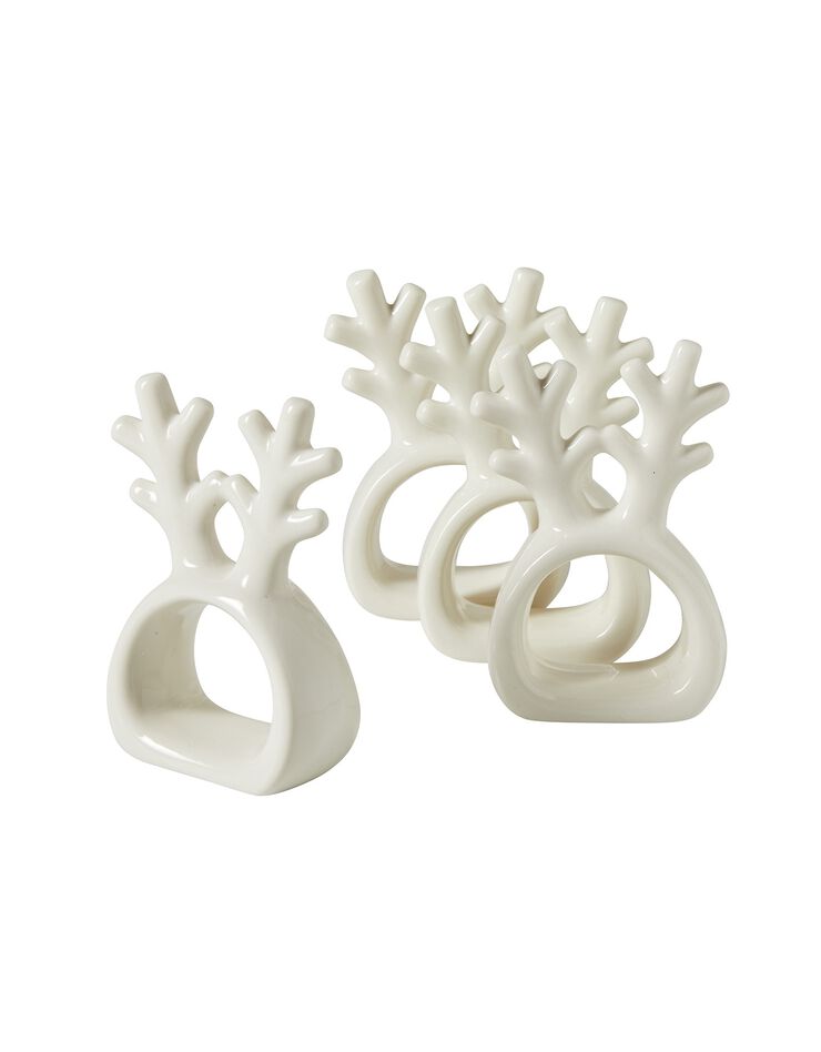 Lot de 4 ronds de serviette renne en porcelaine (blanc) Lot de 4 ronds de serviette renne en porcelaine (blanc)