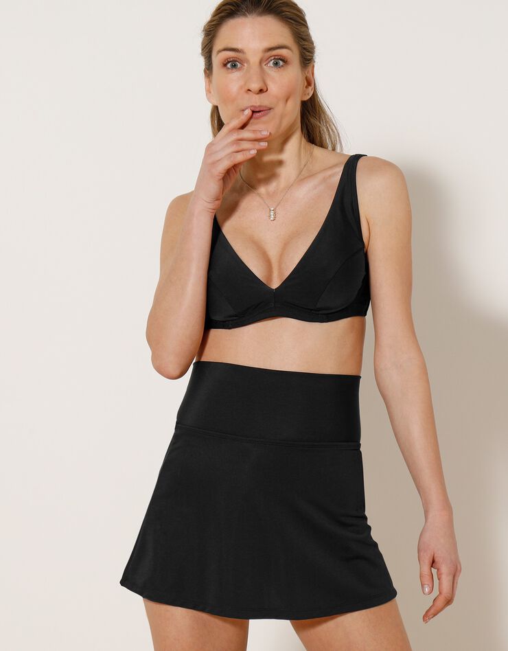 Bas de maillot de bain jupette scupltant - uni (noir)