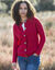Cardigan boutonné maille fantaisie (rouge)