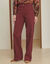 Pantalon large d&eacute;tails plis piqu&eacute;s, petite stature (bordeaux)