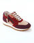 Baskets sneakers cuir, empiècements fantaisie contrastés (beige / bordeaux)