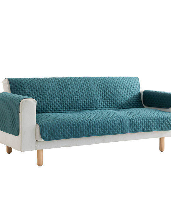 Protège-salon antiglisse microfibre matelassé (vert canard)