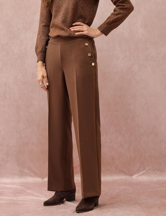 Pantalon fluide effet pont (chocolat)