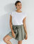 Short noué viscose fluide, uni  (kaki)