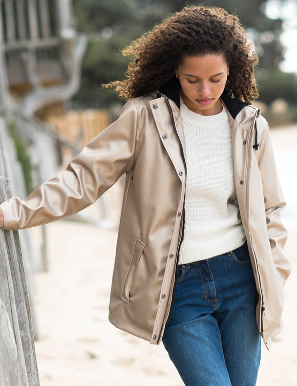 Ciré imperméable en polyester recyclé(**) (beige irisé)