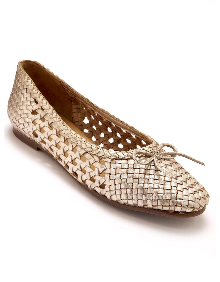 Ballerines plates ajourées en cuir (doré) Ballerines plates ajourées en cuir (doré)