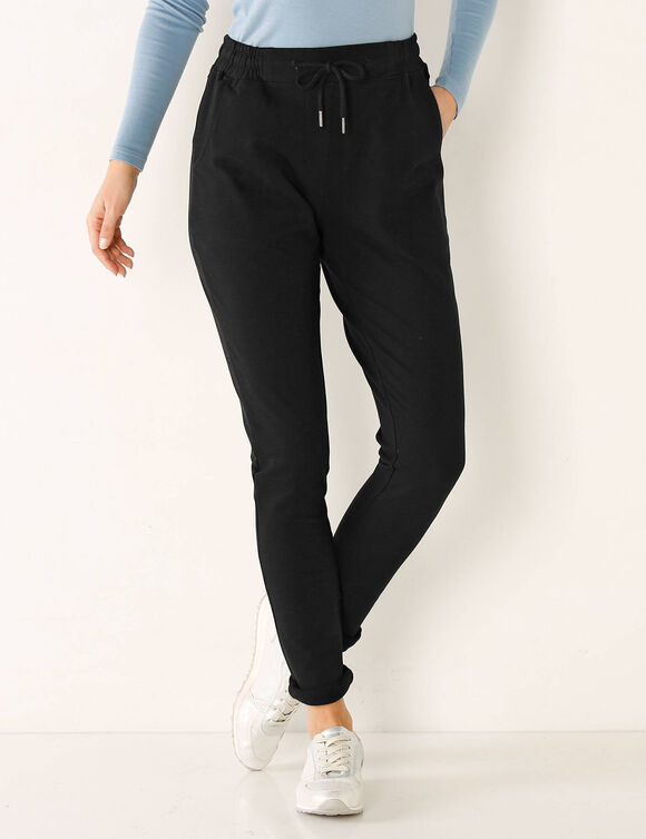 Pantalon jogpant ceinture &eacute;lastiqu&eacute;e molleton  (noir)