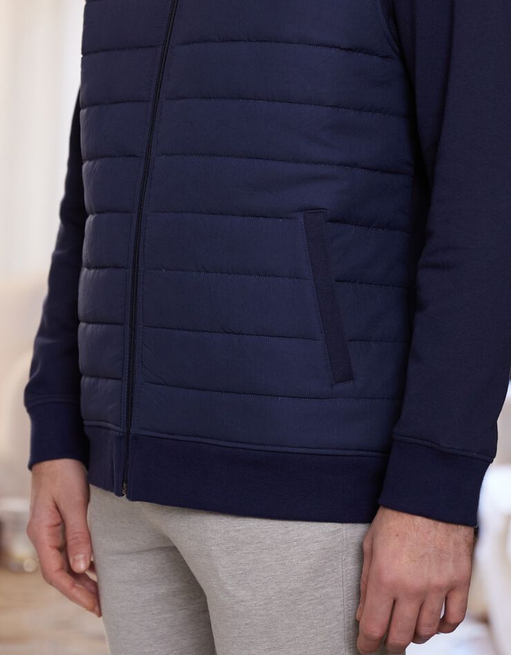 Veste bi-matière zippée matelassée et molleton (marine) Veste bi-matière zippée matelassée et molleton (marine)